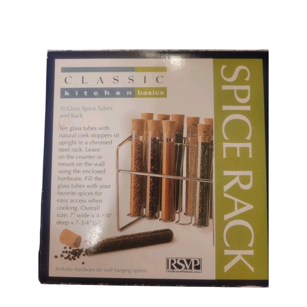 RSVP International Modern 10 Test Tube Chrome Spice Rack‎ NEW
